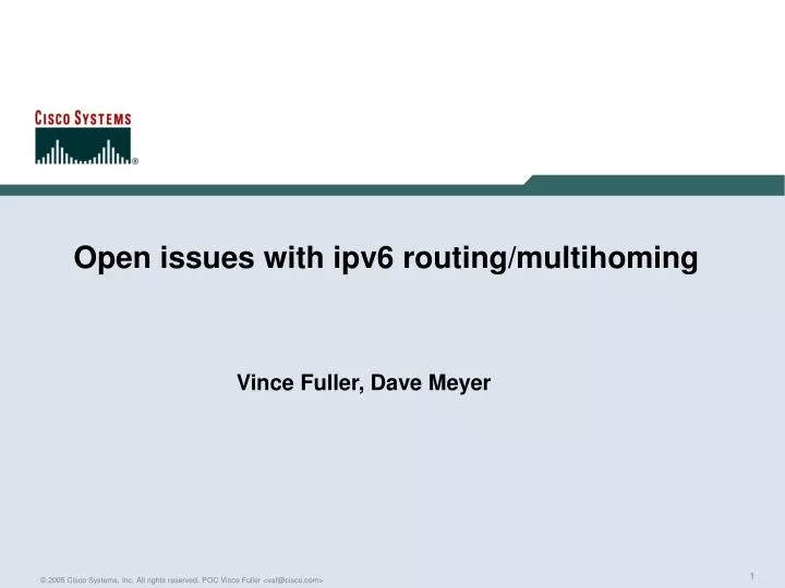 open issues with ipv6 routing multihoming