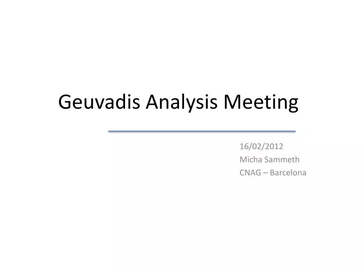 geuvadis analysis meeting