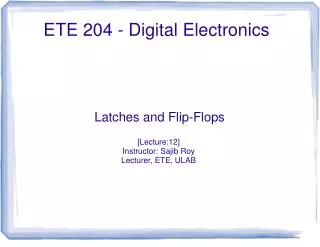 ETE 204 - Digital Electronics