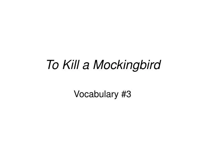 to kill a mockingbird