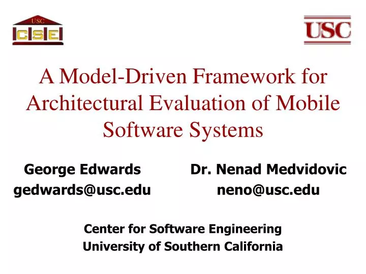 a model driven framework for architectural evaluation of mobile software systems