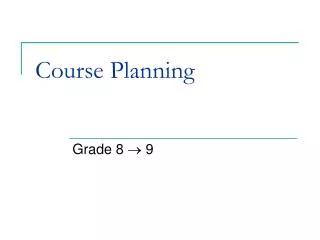 Course Planning