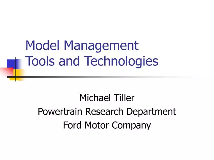 model management tools and technologies