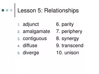 Lesson 5: Relationships