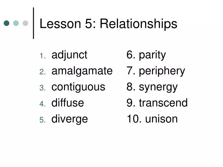 lesson 5 relationships