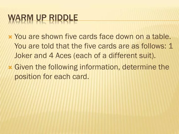 warm up riddle