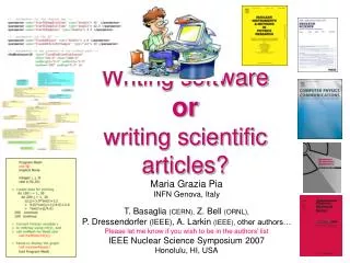 Writing software or writing scientific articles?