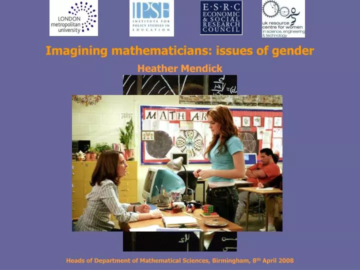 imagining mathematicians issues of gender heather mendick