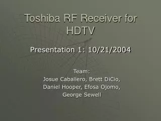 Toshiba RF Receiver for HDTV
