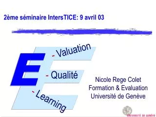 2 me s minaire interstice 9 avril 03
