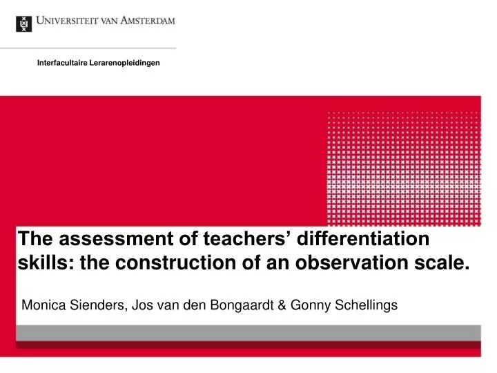 the assessment of teachers differentiation skills the construction of an observation scale