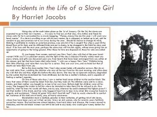 Incidents in the Life of a Slave Girl By Harriet Jacobs