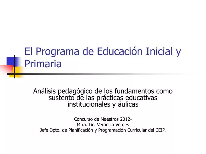 el programa de educaci n inicial y primaria