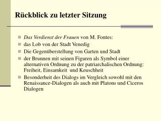 r ckblick zu letzter sitzung
