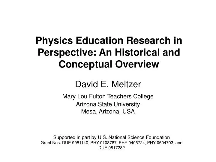 physics education research in perspective an historical and conceptual overview