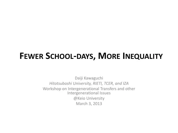 fewer school days more inequality