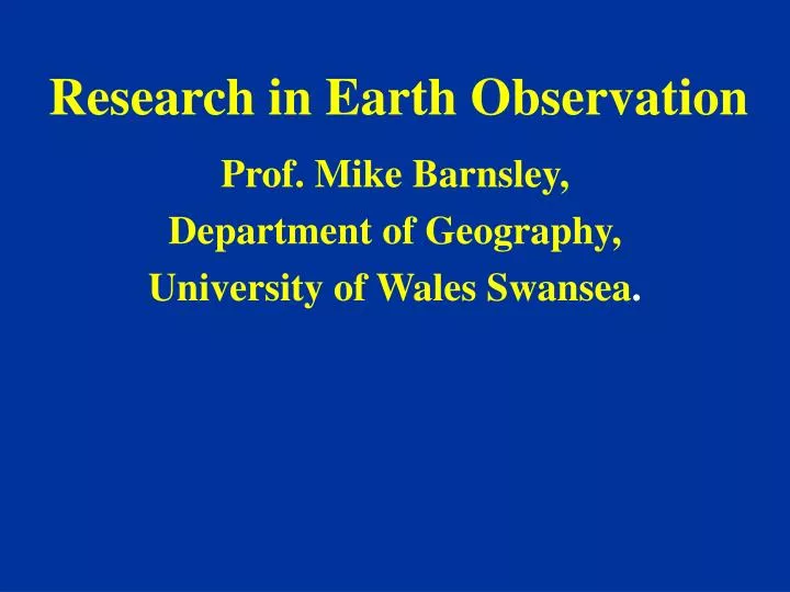 research in earth observation