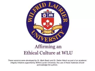 Affirming an Ethical Culture at WLU