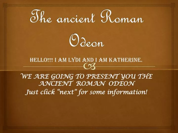 t he ancient roman odeon