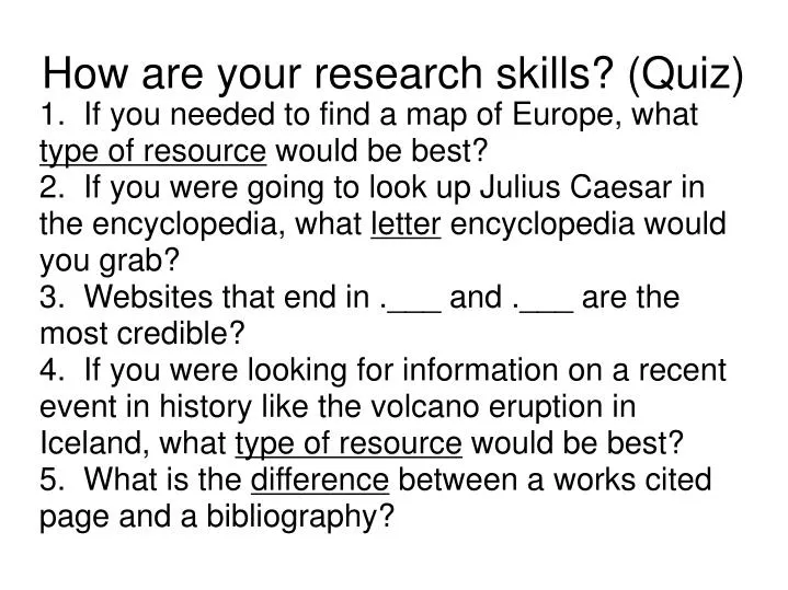 how are your research skills quiz