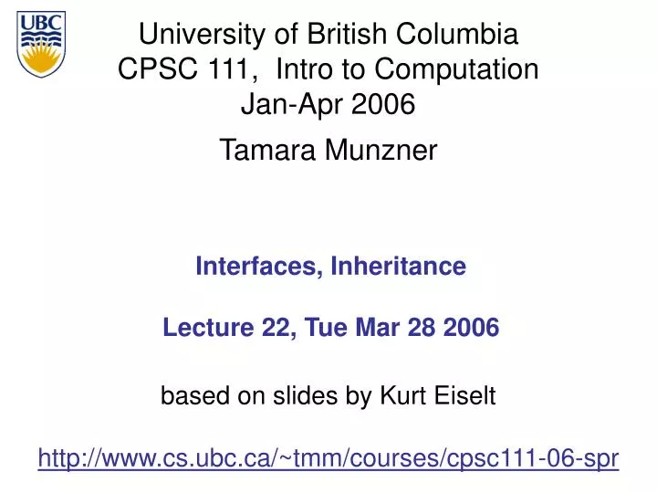 interfaces inheritance lecture 22 tue mar 28 2006