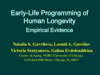 Early-Life Programming of Human Longevity Empirical Evidence