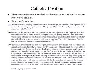 Catholic Position