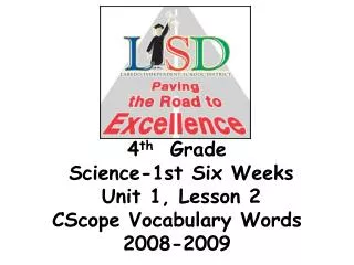4 th Grade Science-1st Six Weeks Unit 1, Lesson 2 CScope Vocabulary Words 2008-2009