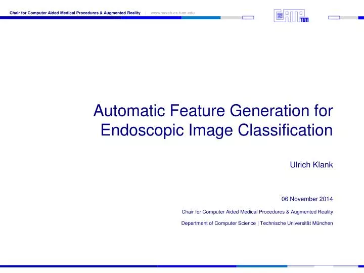 automatic feature generation for endoscopic image classification