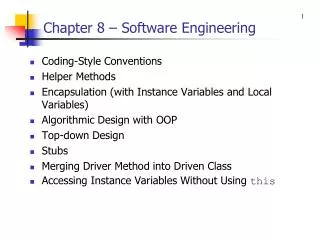 Chapter 8 – Software Engineering