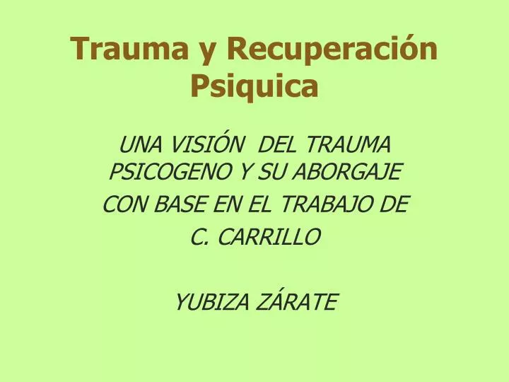 trauma y recuperaci n psiquica