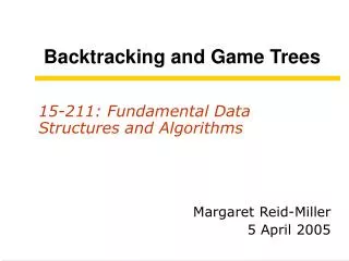 Backtracking and Game Trees