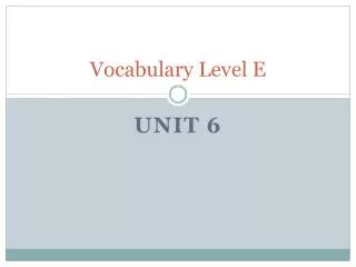 Vocabulary Level E