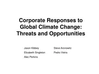 Corporate Responses to Global Climate Change: Threats and Opportunities
