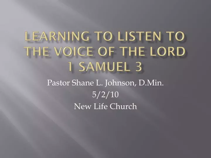 learning to listen to the voice of the lord 1 samuel 3