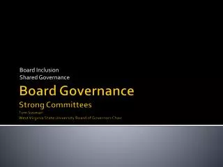 Board Inclusion Shared Governance