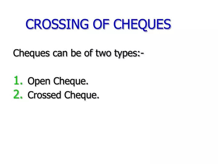 crossing of cheques
