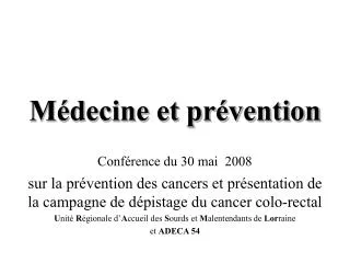 m decine et pr vention