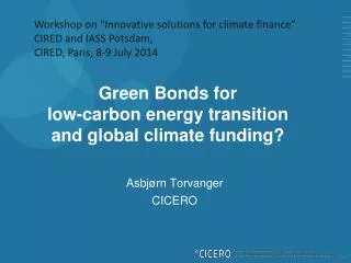 Green Bonds for low-carbon energy transition and global climate funding?