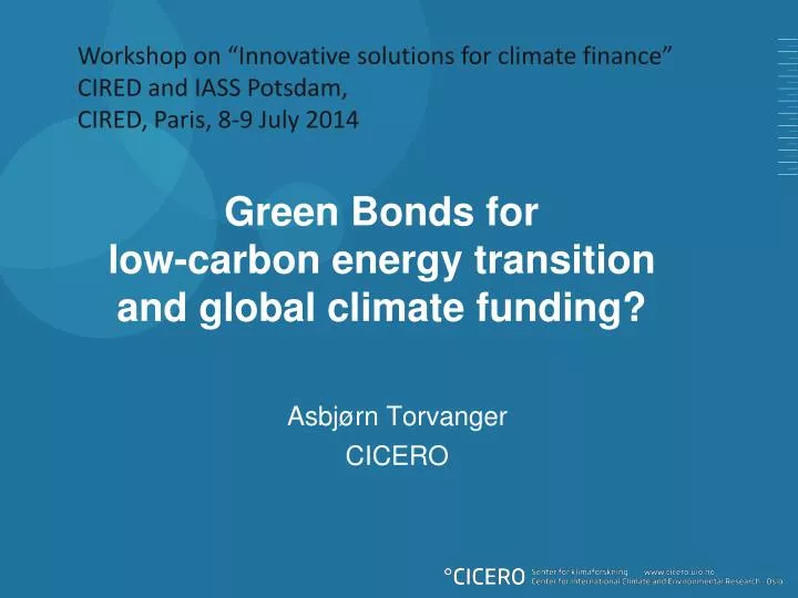 green bonds for low carbon energy transition and global climate funding