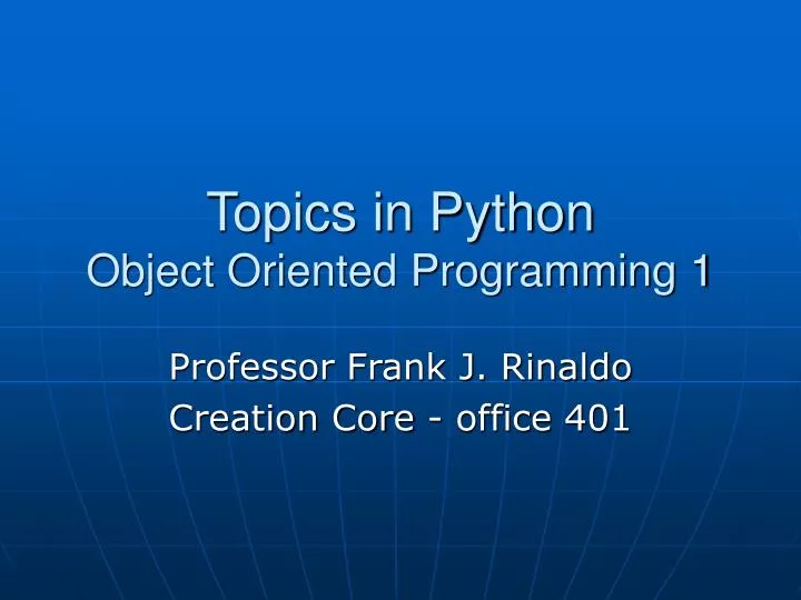 topics in python object oriented programming 1