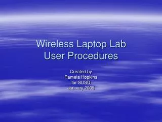 Wireless Laptop Lab User Procedures