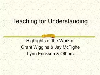 Teaching for Understanding