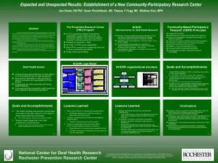 Expected and Unexpected Results: Establishment of a New Community-Participatory Research Center