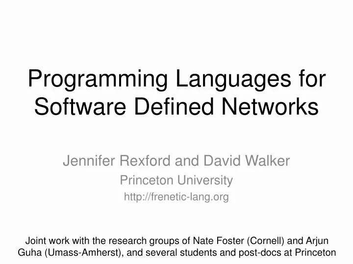 programming languages for software defined networks