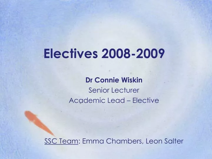 electives 2008 2009