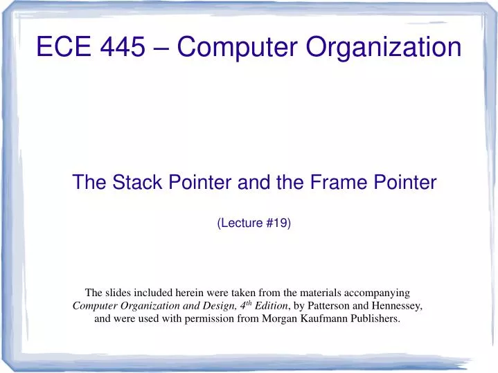 the stack pointer and the frame pointer lecture 19