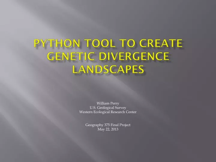 python tool to create genetic divergence landscapes