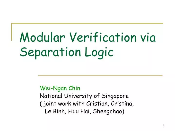 modular verification via separation logic