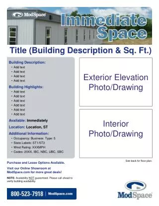 Title (Building Description &amp; Sq. Ft.)